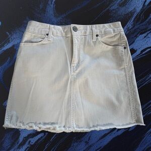 Mudd FLX Stretch Raw Distressed Hem Denim Mini Skirt White Size 7